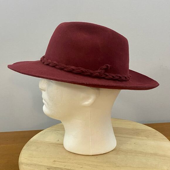 Borsalino Vintage Woven Brushed Red Felt Hat Calidad Superior Fedora Mens Sz 56 - Picture 2 of 9